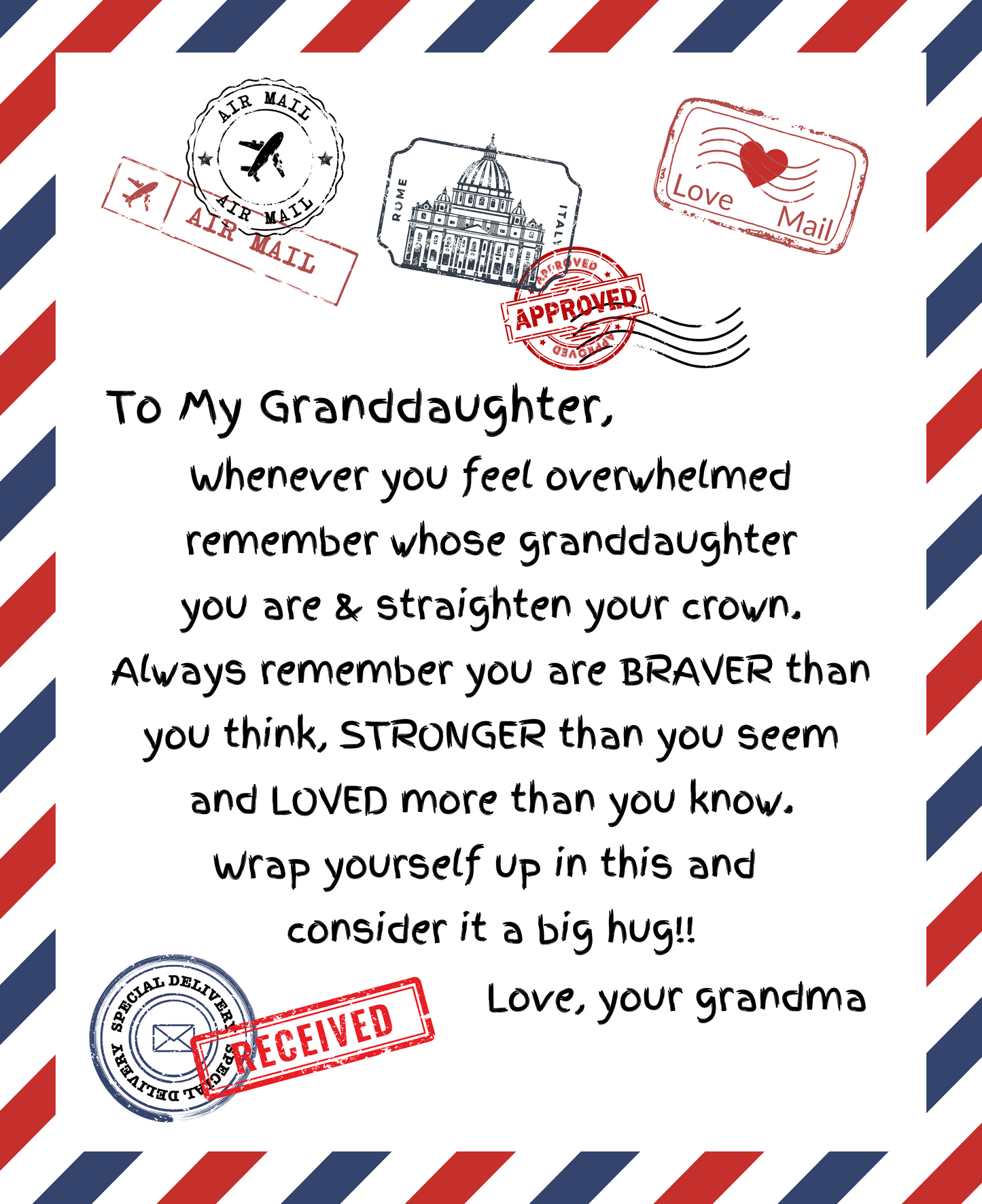 Granddaughter Letter Blanket From Grandma