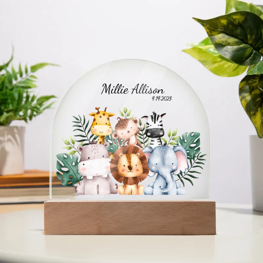 Jungle Animals Nightlight/Acrylic Dome Plaque